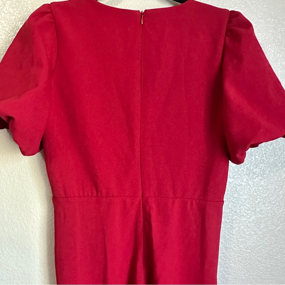 Julia Jordan Red Pantsuit Wide Leg Sz 2 Puff Sleeves - Picture 8 of 12